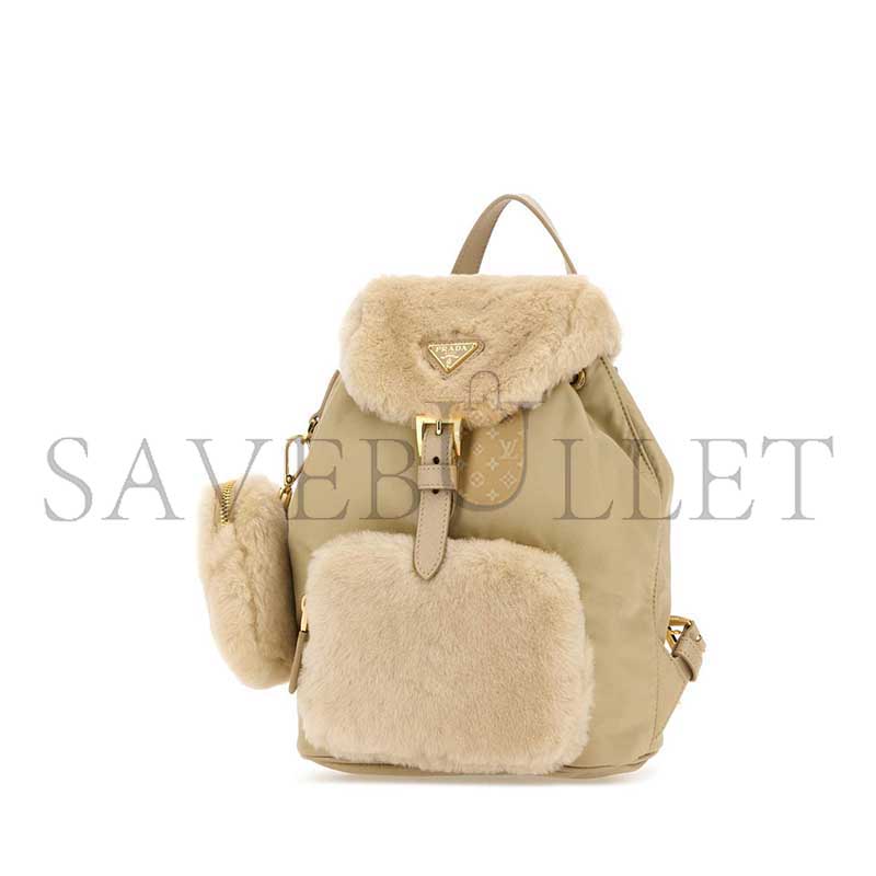 Pra*a re-nylon shearling backpack 1bz074 (25*20.5*11.5cm)
